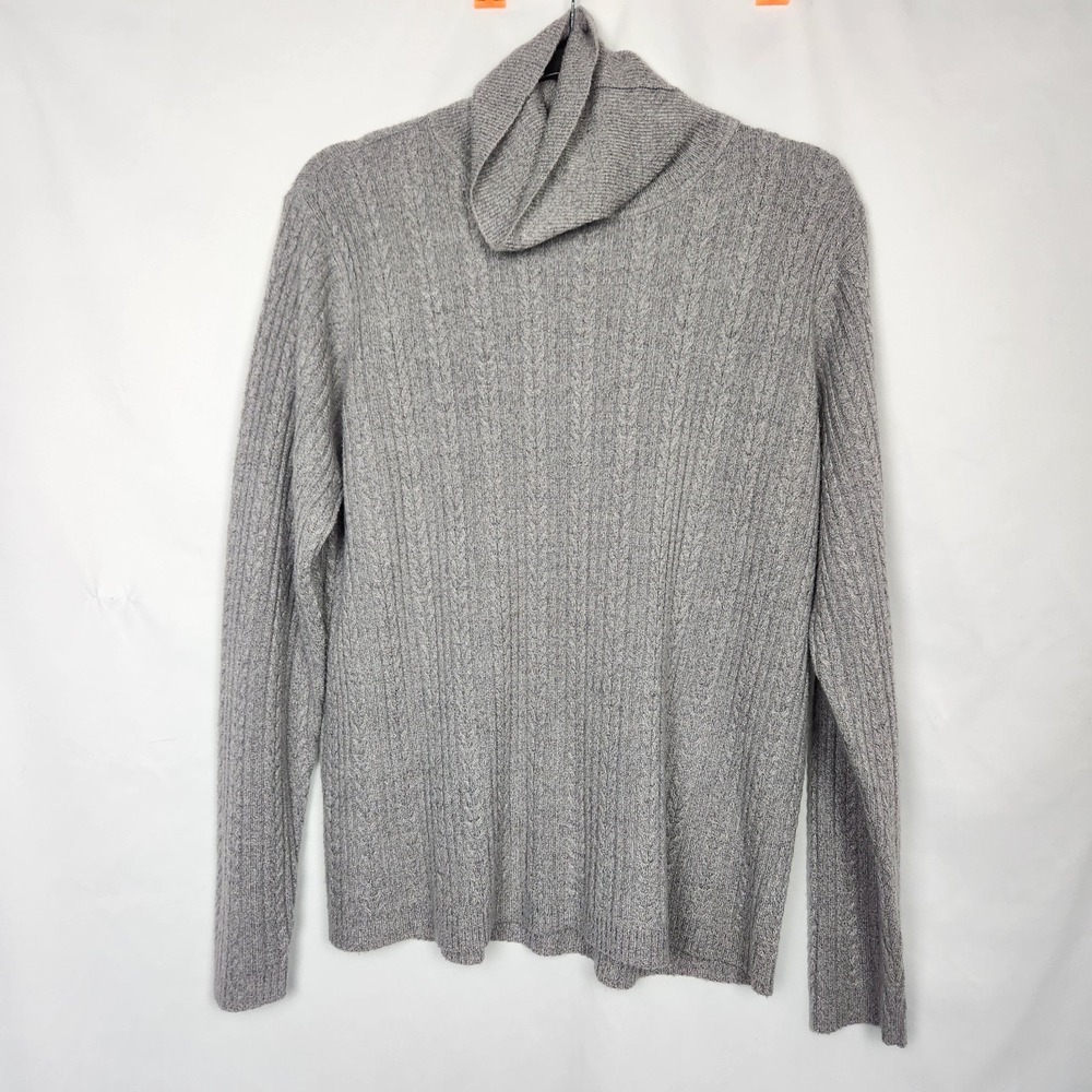 Crystal Kobe Womens Grey Ribbed Sweater Turtleneck‎ Pullover Size XL Long Sleeve